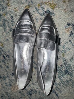 Nine West Metallic Silver Pointed-Toe Flats